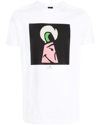 T-shirt à col rond imprimé blanc PS Paul Smith