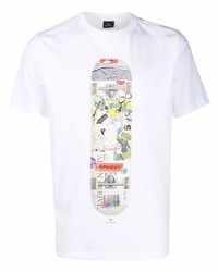 T-shirt à col rond imprimé blanc PS Paul Smith