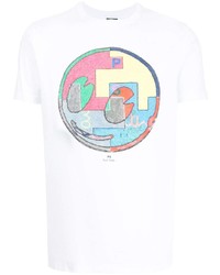 T-shirt à col rond imprimé blanc PS Paul Smith