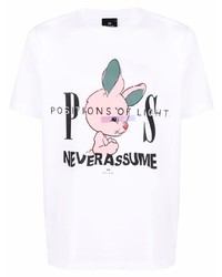 T-shirt à col rond imprimé blanc PS Paul Smith