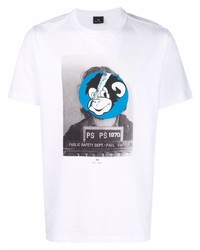 T-shirt à col rond imprimé blanc PS Paul Smith