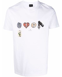 T-shirt à col rond imprimé blanc PS Paul Smith