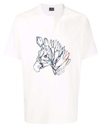 T-shirt à col rond imprimé blanc PS Paul Smith