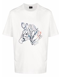 T-shirt à col rond imprimé blanc PS Paul Smith