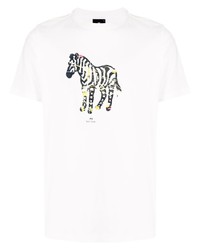 T-shirt à col rond imprimé blanc PS Paul Smith