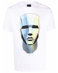 T-shirt à col rond imprimé blanc PS Paul Smith