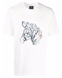 T-shirt à col rond imprimé blanc PS Paul Smith