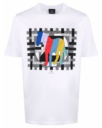 T-shirt à col rond imprimé blanc PS Paul Smith