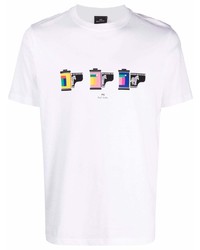 T-shirt à col rond imprimé blanc PS Paul Smith