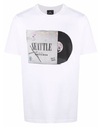 T-shirt à col rond imprimé blanc PS Paul Smith