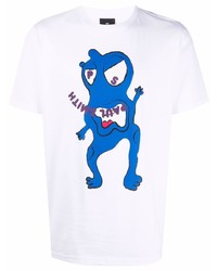 T-shirt à col rond imprimé blanc PS Paul Smith