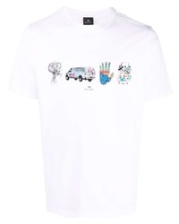 T-shirt à col rond imprimé blanc PS Paul Smith