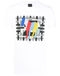 T-shirt à col rond imprimé blanc PS Paul Smith