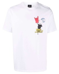 T-shirt à col rond imprimé blanc PS Paul Smith