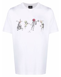 T-shirt à col rond imprimé blanc PS Paul Smith