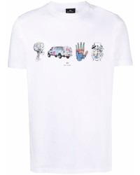 T-shirt à col rond imprimé blanc PS Paul Smith