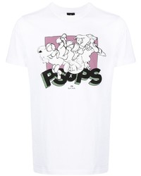 T-shirt à col rond imprimé blanc PS Paul Smith