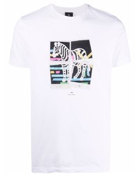 T-shirt à col rond imprimé blanc PS Paul Smith