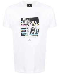 T-shirt à col rond imprimé blanc PS Paul Smith