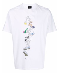 T-shirt à col rond imprimé blanc PS Paul Smith