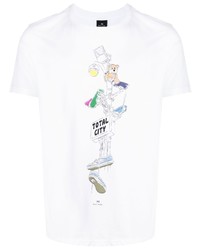 T-shirt à col rond imprimé blanc PS Paul Smith