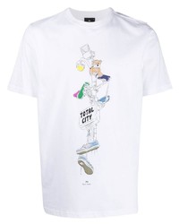 T-shirt à col rond imprimé blanc PS Paul Smith