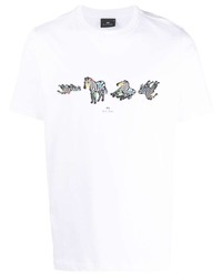 T-shirt à col rond imprimé blanc PS Paul Smith