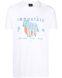 T-shirt à col rond imprimé blanc PS Paul Smith