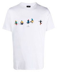 T-shirt à col rond imprimé blanc PS Paul Smith