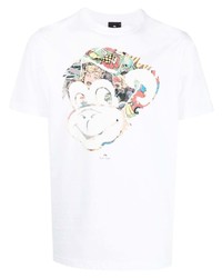 T-shirt à col rond imprimé blanc PS Paul Smith