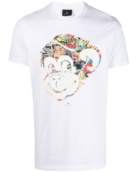 T-shirt à col rond imprimé blanc PS Paul Smith