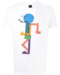 T-shirt à col rond imprimé blanc PS Paul Smith