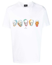 T-shirt à col rond imprimé blanc PS Paul Smith