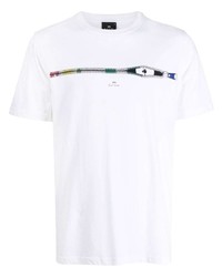 T-shirt à col rond imprimé blanc PS Paul Smith