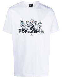 T-shirt à col rond imprimé blanc PS Paul Smith