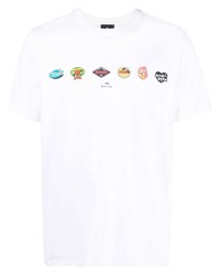 T-shirt à col rond imprimé blanc PS Paul Smith