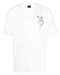 T-shirt à col rond imprimé blanc PS Paul Smith