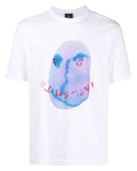 T-shirt à col rond imprimé blanc PS Paul Smith