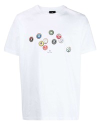 T-shirt à col rond imprimé blanc PS Paul Smith