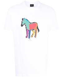 T-shirt à col rond imprimé blanc PS Paul Smith