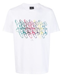 T-shirt à col rond imprimé blanc PS Paul Smith