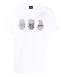 T-shirt à col rond imprimé blanc PS Paul Smith