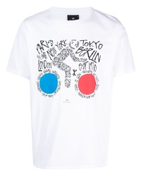 T-shirt à col rond imprimé blanc PS Paul Smith