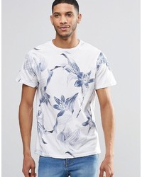 T-shirt à col rond imprimé blanc Pull&Bear