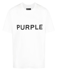 T-shirt à col rond imprimé blanc purple brand