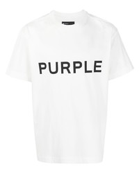 T-shirt à col rond imprimé blanc purple brand