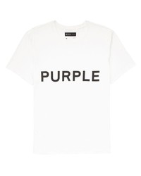 T-shirt à col rond imprimé blanc purple brand