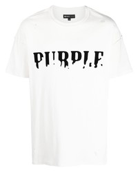 T-shirt à col rond imprimé blanc purple brand