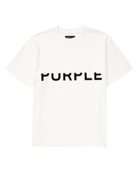 T-shirt à col rond imprimé blanc purple brand
