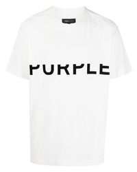 T-shirt à col rond imprimé blanc purple brand
